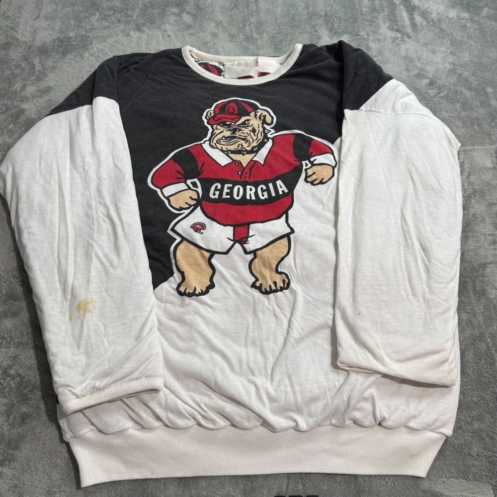 VTG 90s Nutmeg RARE Georgia Bulldogs University Sweatshirt Reversible OSFA Mens
